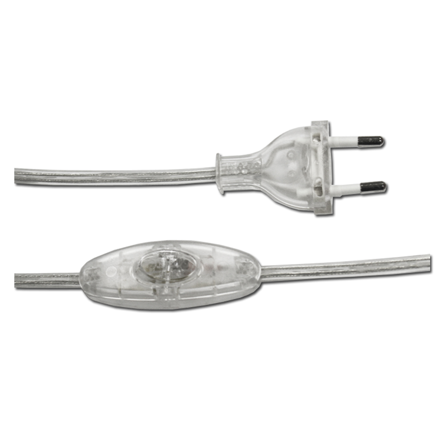 Cabo plano com interruptor 3a 1 5m 2x0 75mm transparente edm