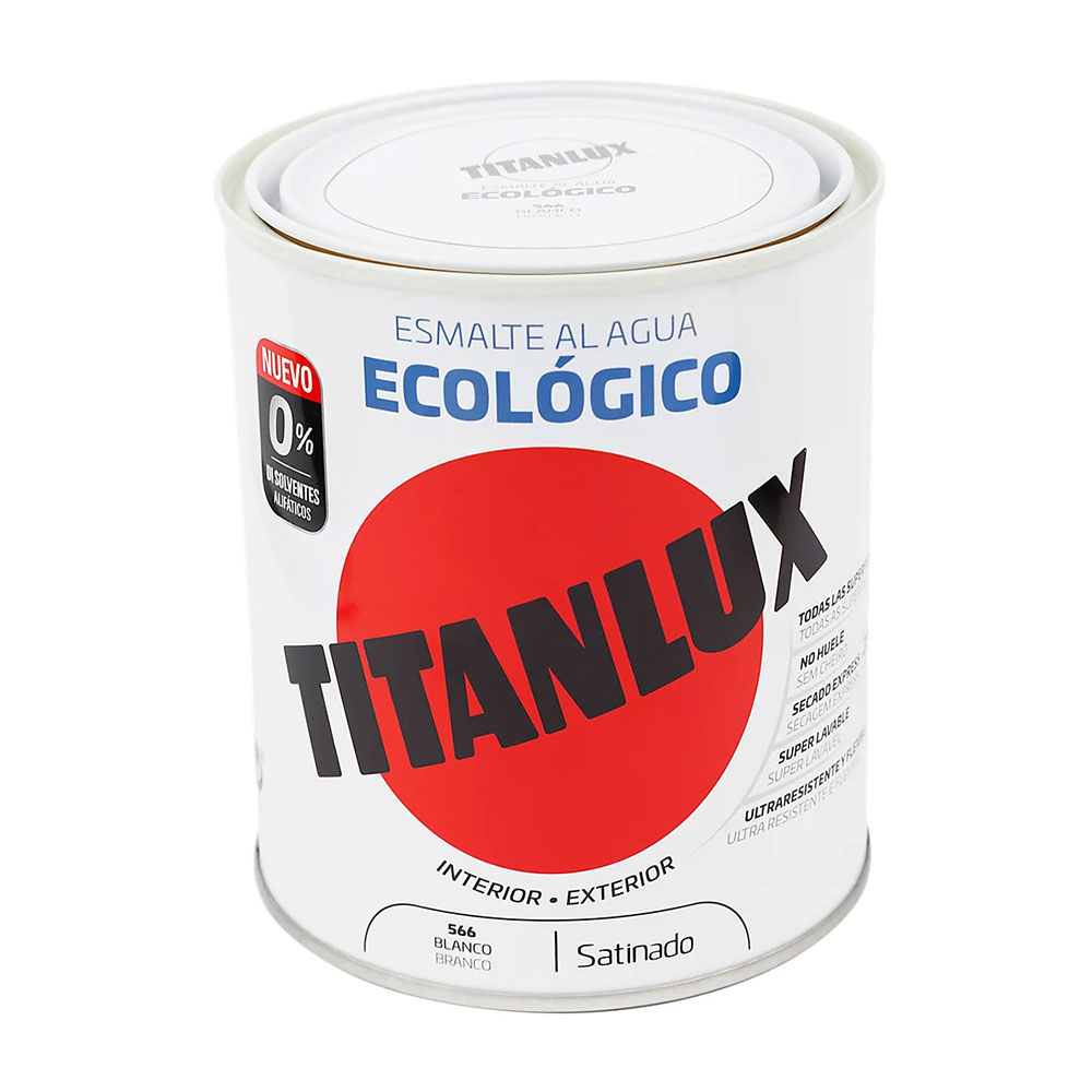 Esmalte ecológico à base de água acetinado branco 250ml titanlux 01t056614