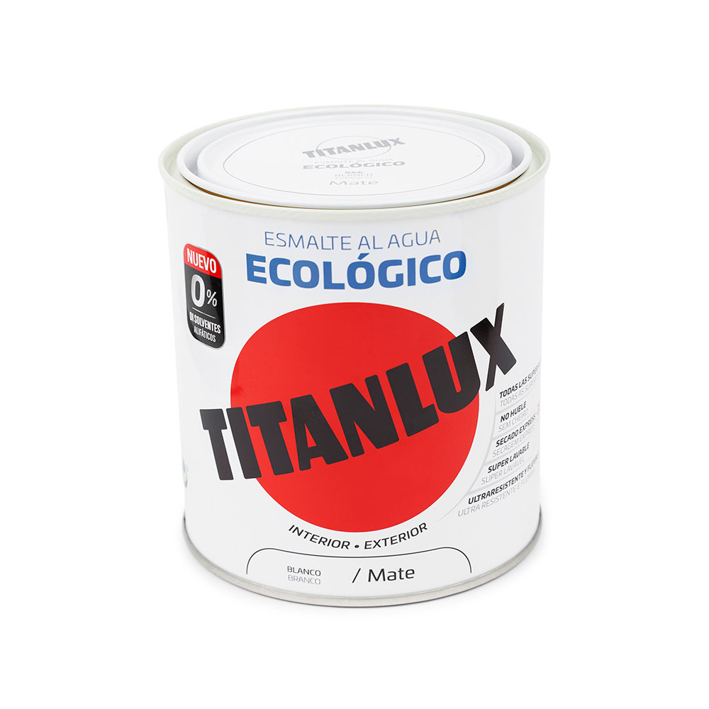 Esmalte ecológico à base de água mate branco 250ml titanlux 02t056614