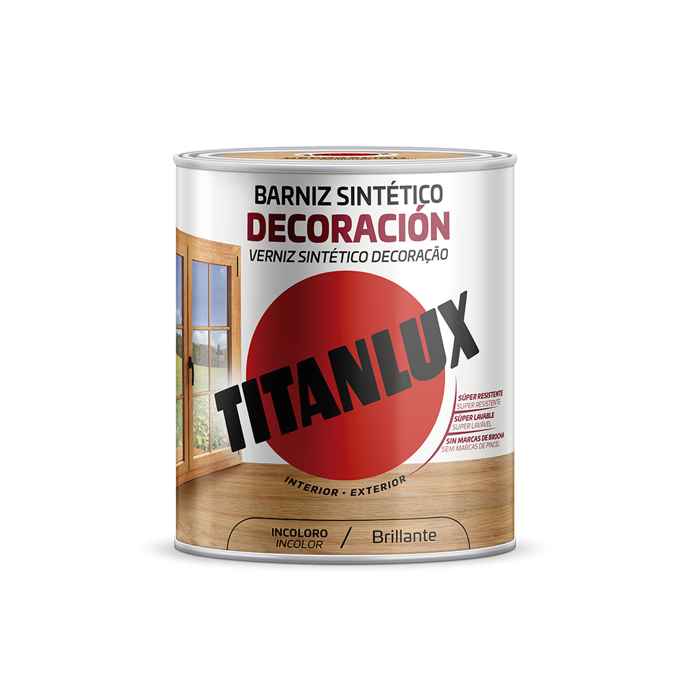Verniz sintético decoração brilhante incolor 750ml titanlux m10100034
