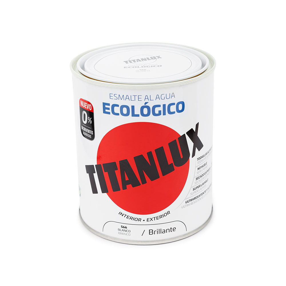 Esmalte ecológico à base de água brilhante branco 750ml titanlux 00t056634