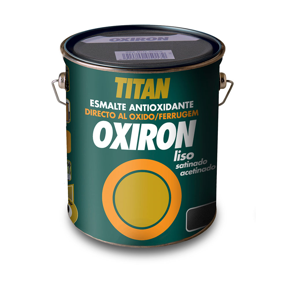 Esmalte metálico antioxidante oxiron liso acetinado preto efeito forja 4l titan 02j420404