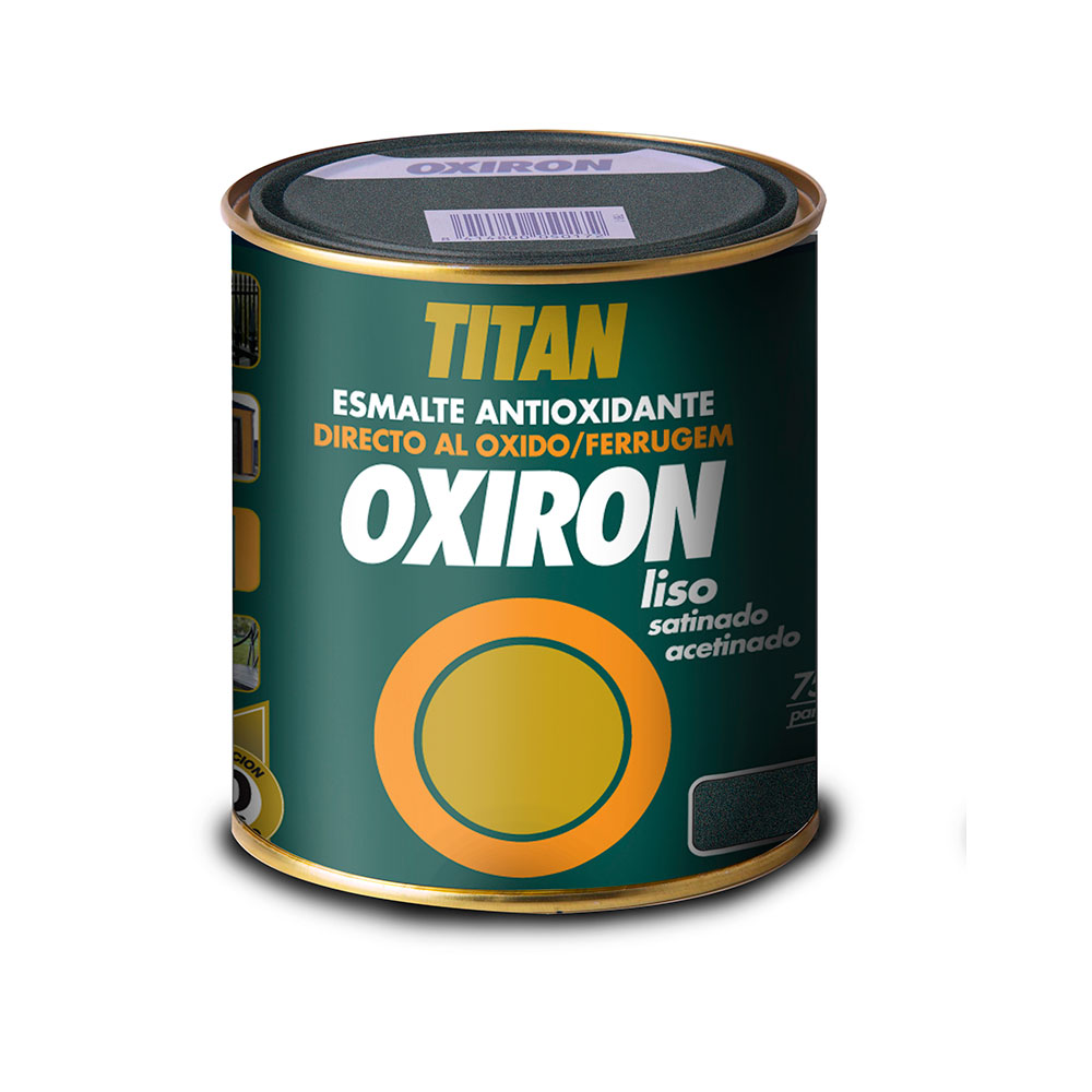 Esmalte metálico antioxidante oxiron liso acetinado preto efeito forja 750ml titan 02j420434