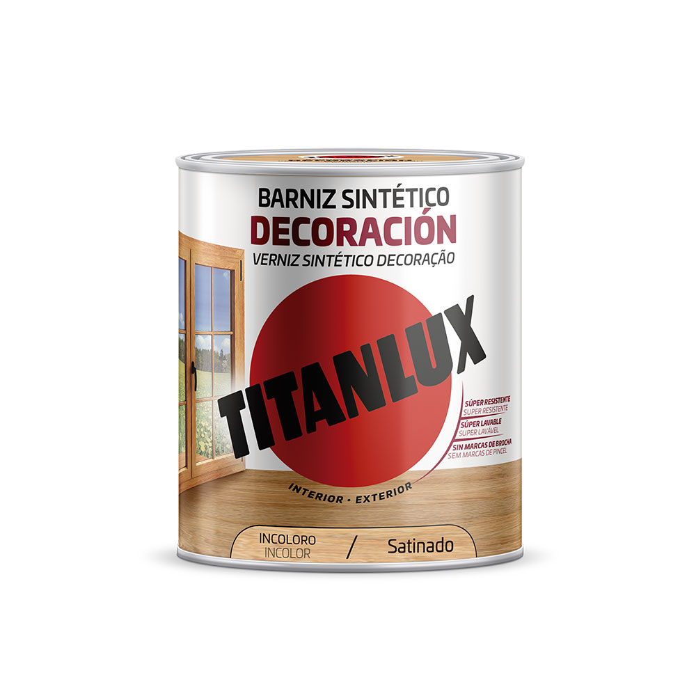 Verniz sintético decoração acetinado incolor 750ml titanlux m11100034