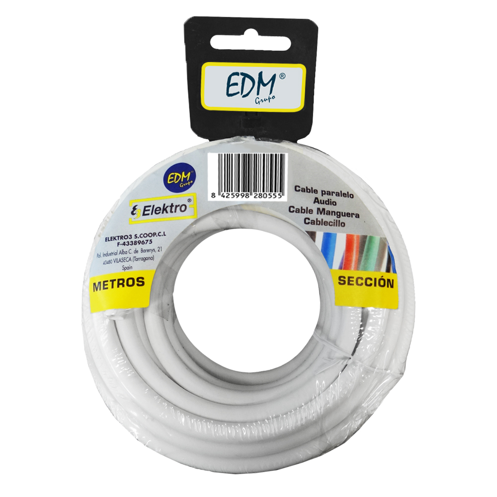 Rolo de cabo redondo 3x1mm branco 50m