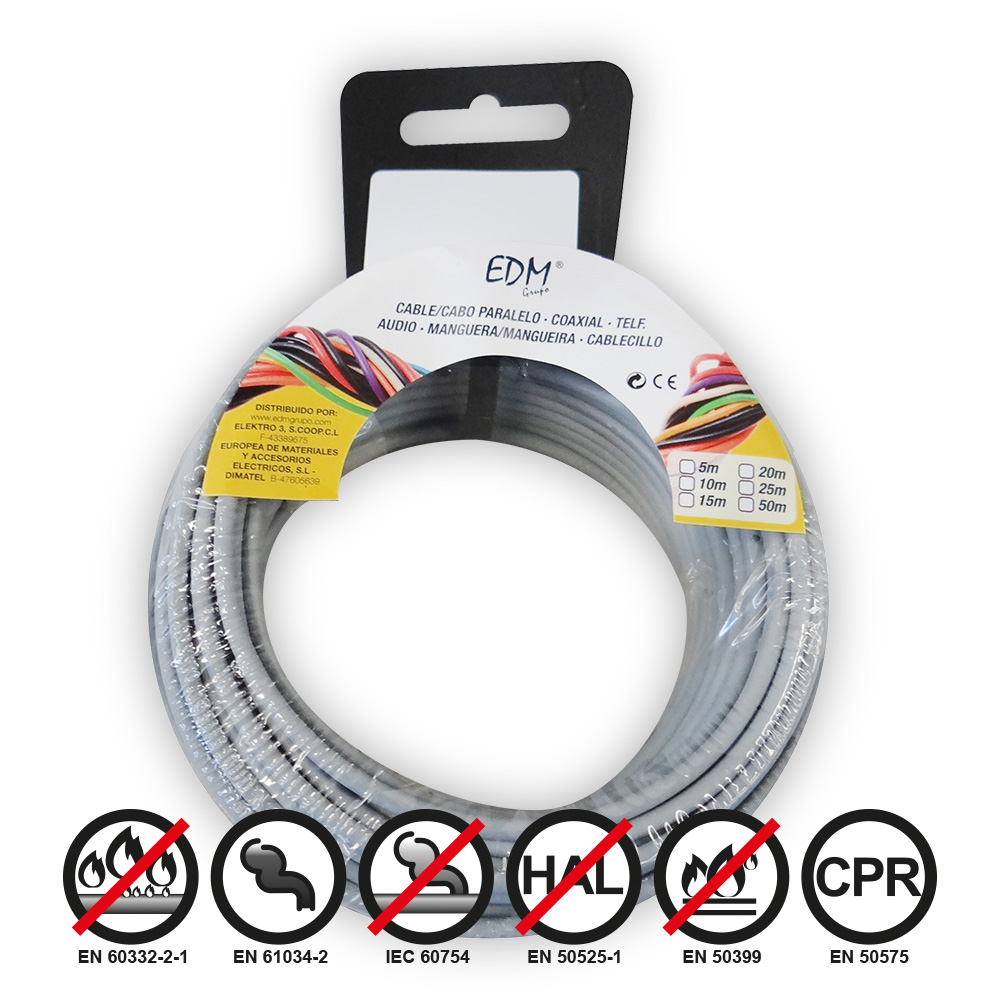 Rolo de cabo flexível 1 5mm cinzento livre de halogéneos 5m