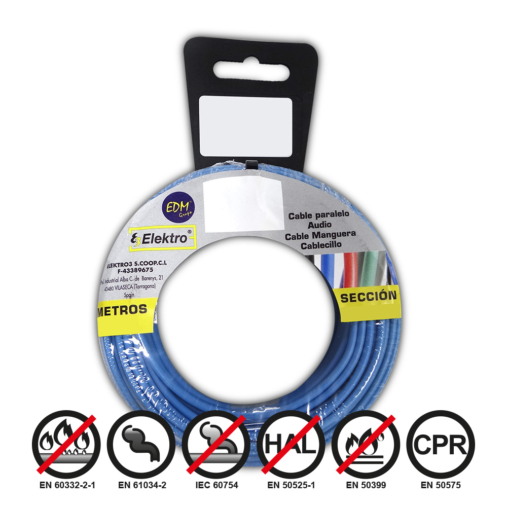 Rolo de cabo flexível 1 5mm azul livre de halogéneos 20m