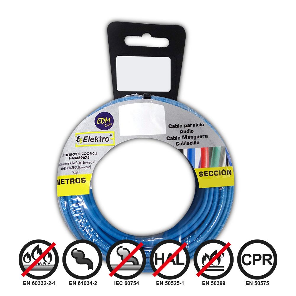 Rolo de cabo flexível 4mm azul livre de halogéneos 50m