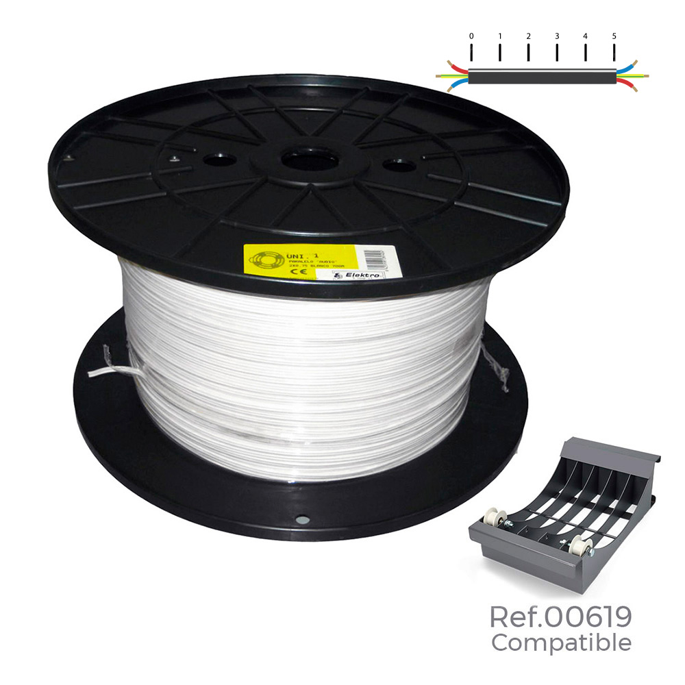 Rolo de cabo plano branca 3x1 5mm 250m (audio) (bobine grande ø400x200mm)