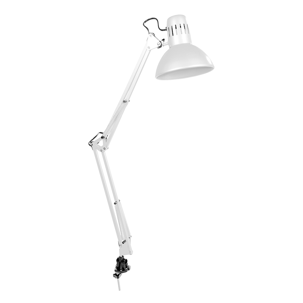 Candeeiro de mesa (arquiteto) modelo mebourne com grampo de aperto cor branco e27 60w edm