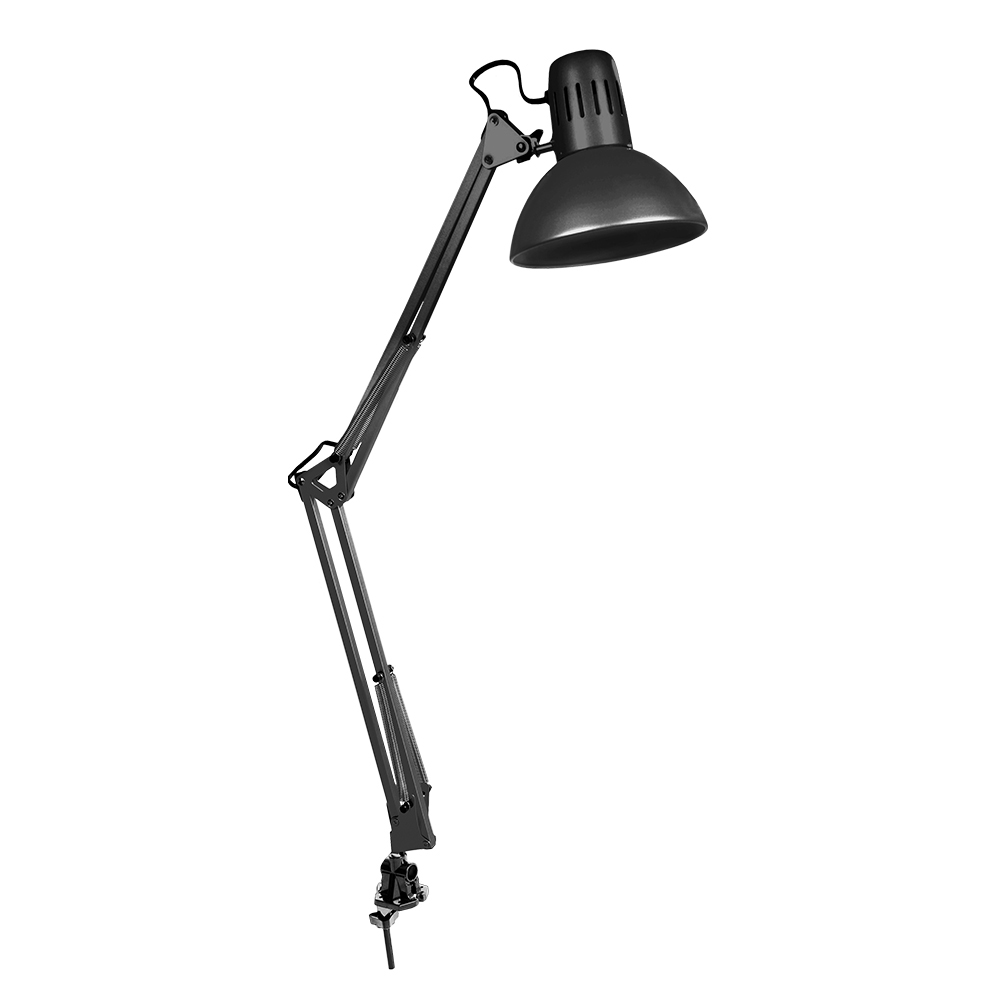 Candeeiro de mesa (arquiteto) modelo mebourne com grampo de aperto cor preto e27 60w edm