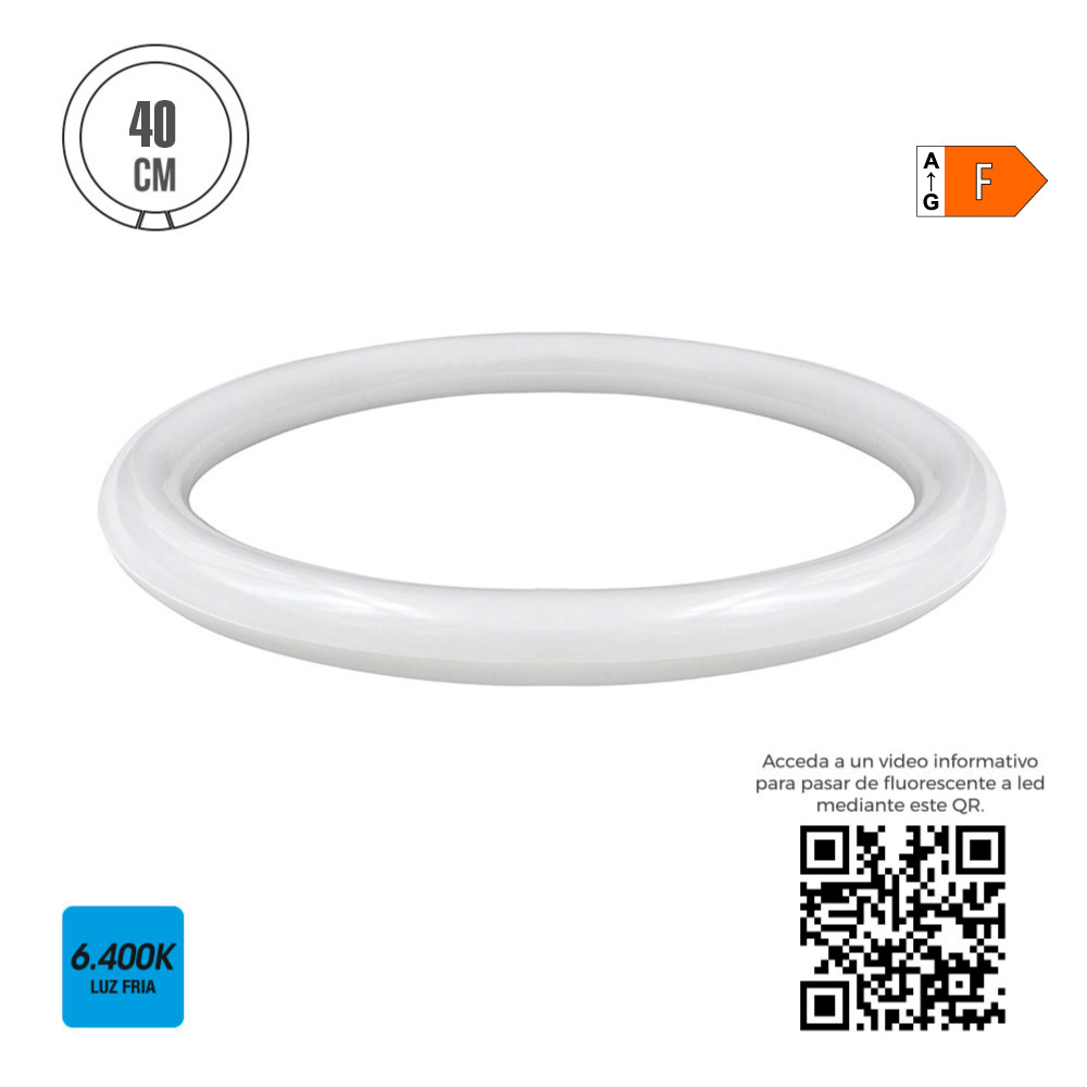 Tubo de led circular g10q 32w 3400lm 6400k luz fria (eq. 40w) ø40cm edm