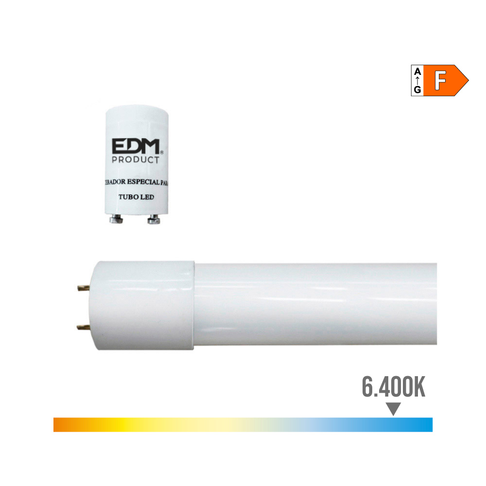 Tubo led t8 9w 800lm 6500k luz fria (eq.18w) ø2 6x60cm edm