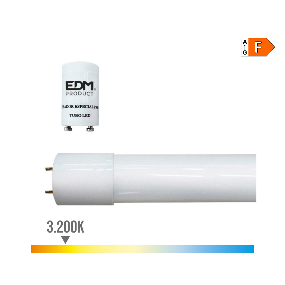 Tubo led t8 18w 1600lm 3200k luz quente (eq.36w) ø2 6x120cm edm