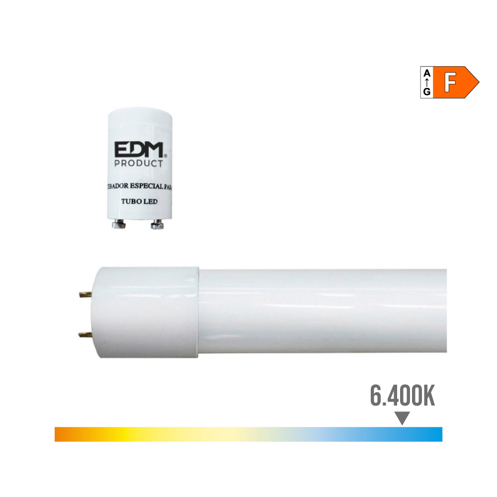 Tubo led t8 14w 1080lm 6500k luz fria (eq.30w) ø2 6x90cm edm
