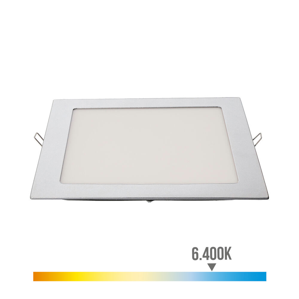 Downlight led de encastrar quadrado 20w luz fria 6400k 1500lm cromada 22x22cm edm