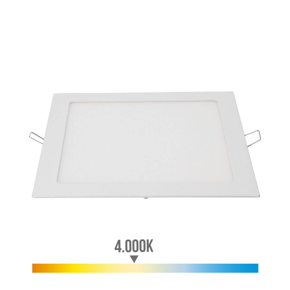 Downlight led de encastrar quadrado 20w luz dia 4000k 1500lm branco 22x22cm edm