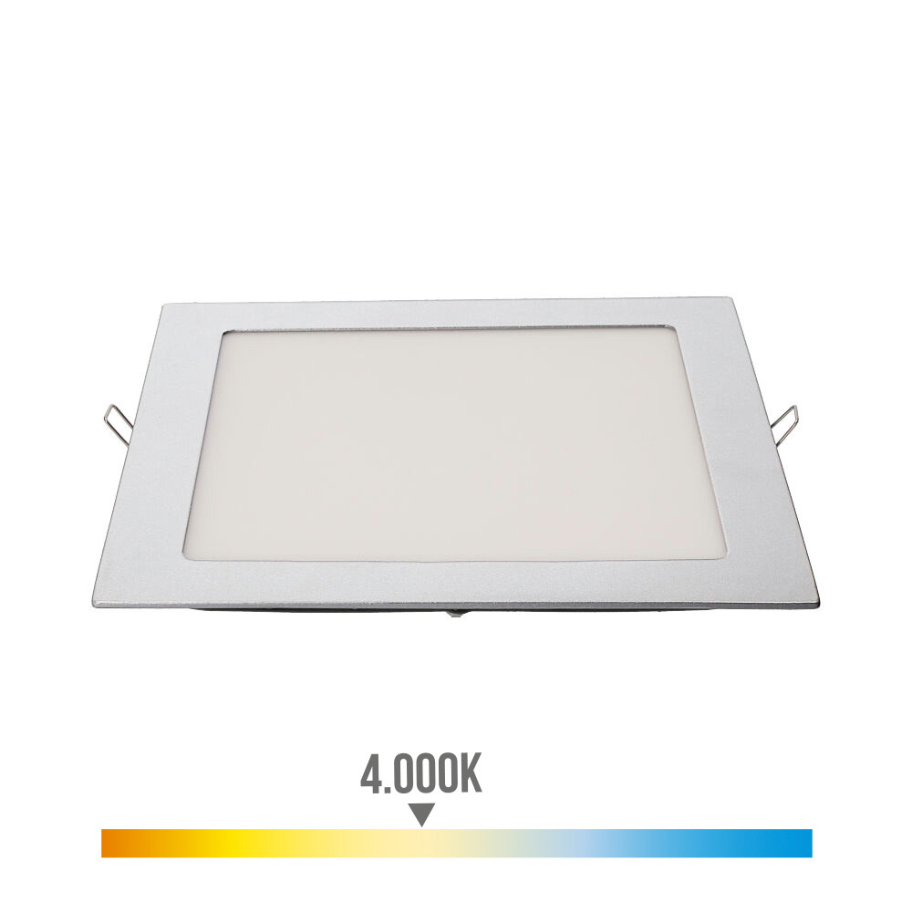 Downlight led de encastrar quadrado 20w luz dia 4000k 1500lm cromado22x22cm edm