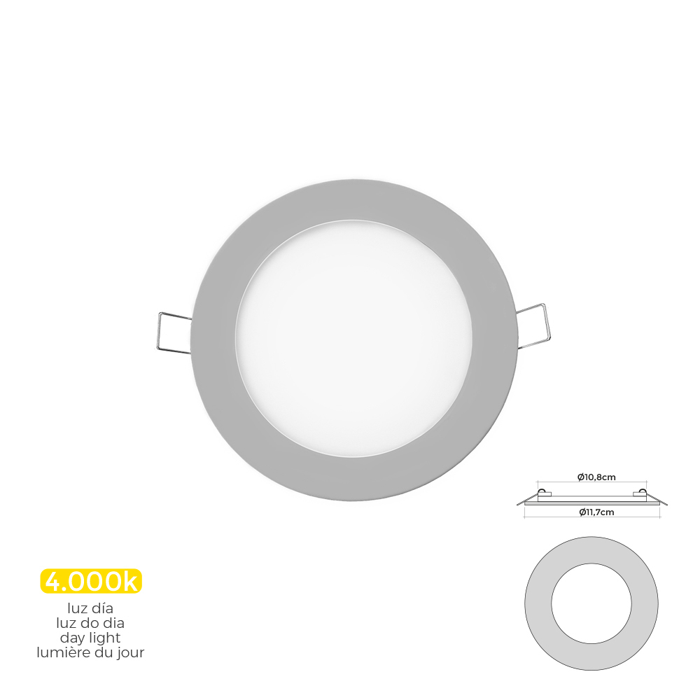 Mini downlight led redondo de encastrar 6w 4000k luz dia cor cromado ø11 7cm edm