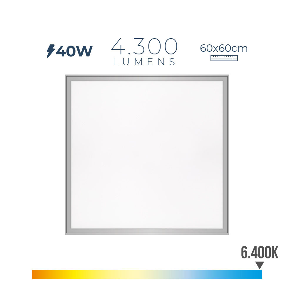 Painel de led 40w 4300lm ra80 60x60cm 6400k luz fria edm