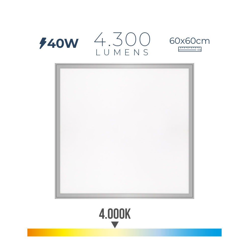 Painel de led 40w 4300lm ra80 60x60cm 4000k luz do dia edm