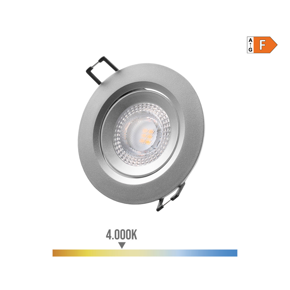 Downlight led redondo de encastrar 5w 4000k luz dia aro cromado ø9cm edm