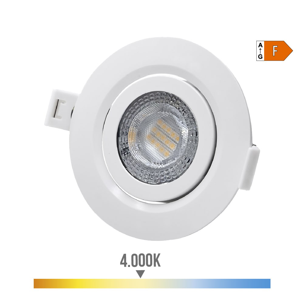Downlight led de encastrar 9w 806lm 4000k redondo aro branco edm