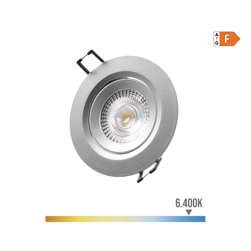 Downlight led redondo de encastrar 5w 6400k luz fria aro cromado ø9cm edm