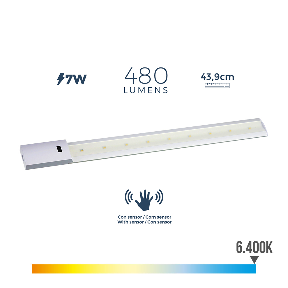 Armadura led com sensor 7w 480lm 6400k luz fria 5 5x43 9cm edm