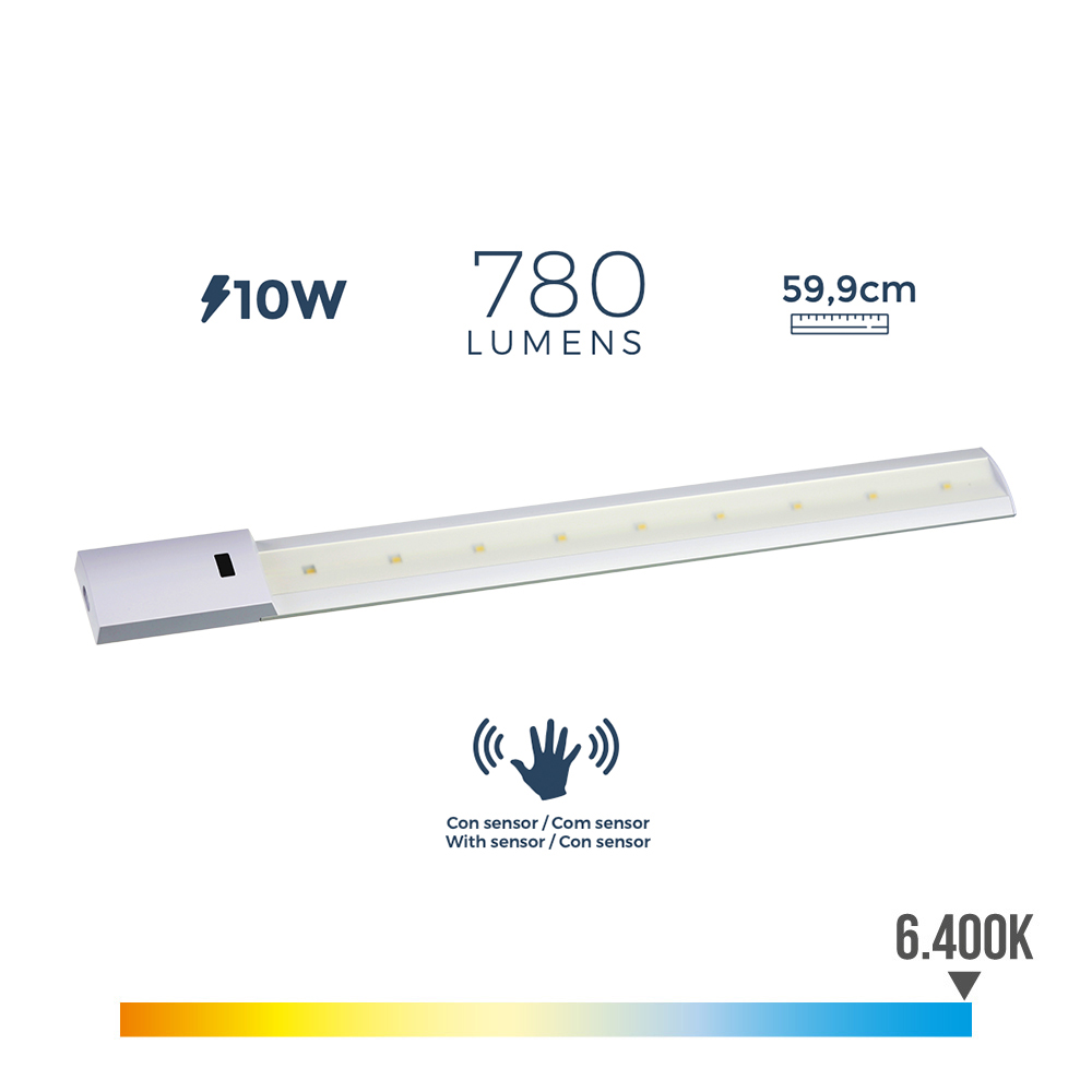 Armadura led com sensor 10w 780lm 6400k luz fria 5 5x59 9cm edm