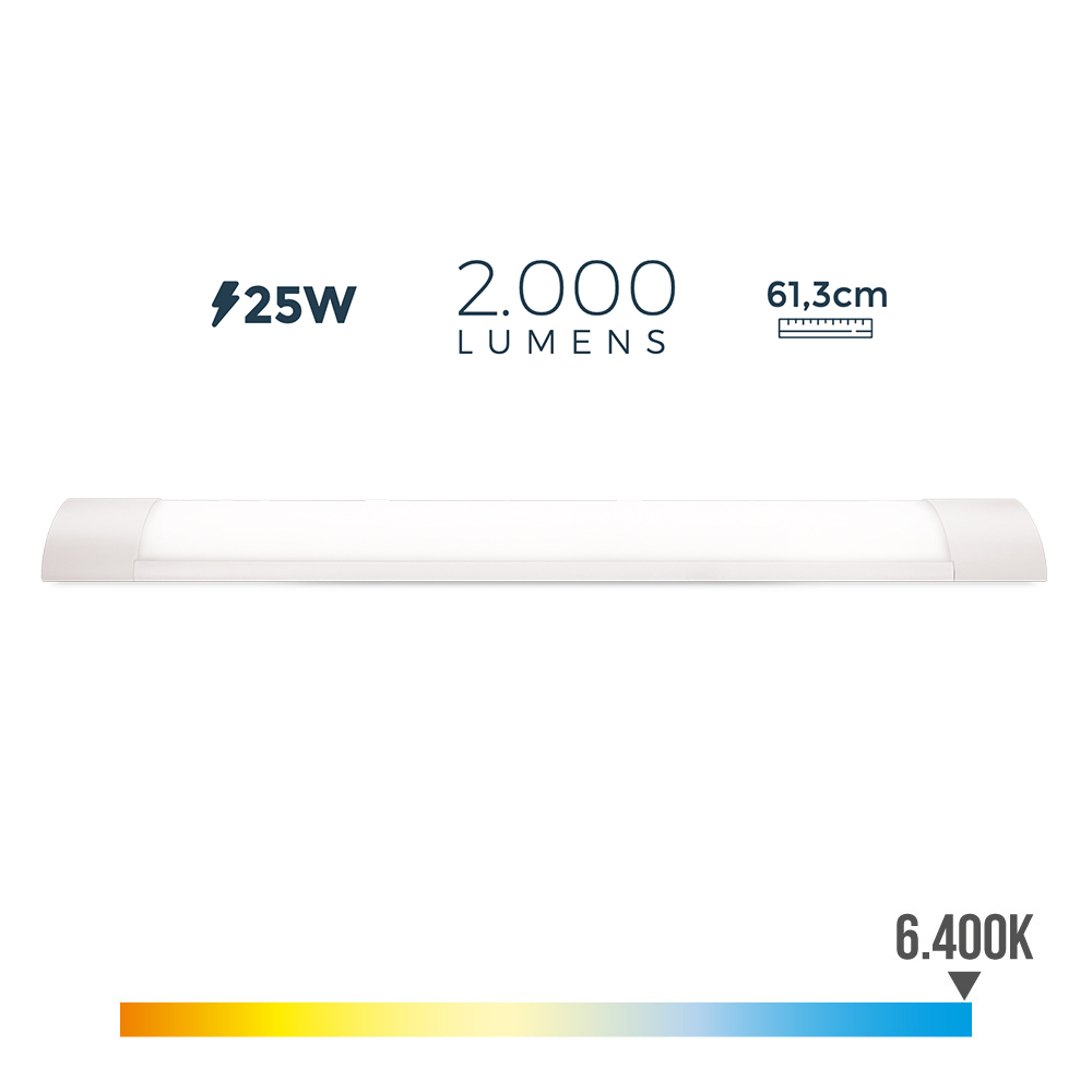 Armadura eletrónica led 25w 6400k luz fria 2000lm 12x61x3 1cm edm