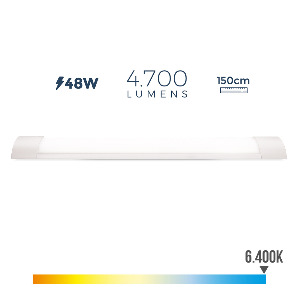 Armadura eletrónica led 48w 6400k luz fria 4700lm 12x150x3 1cm edm