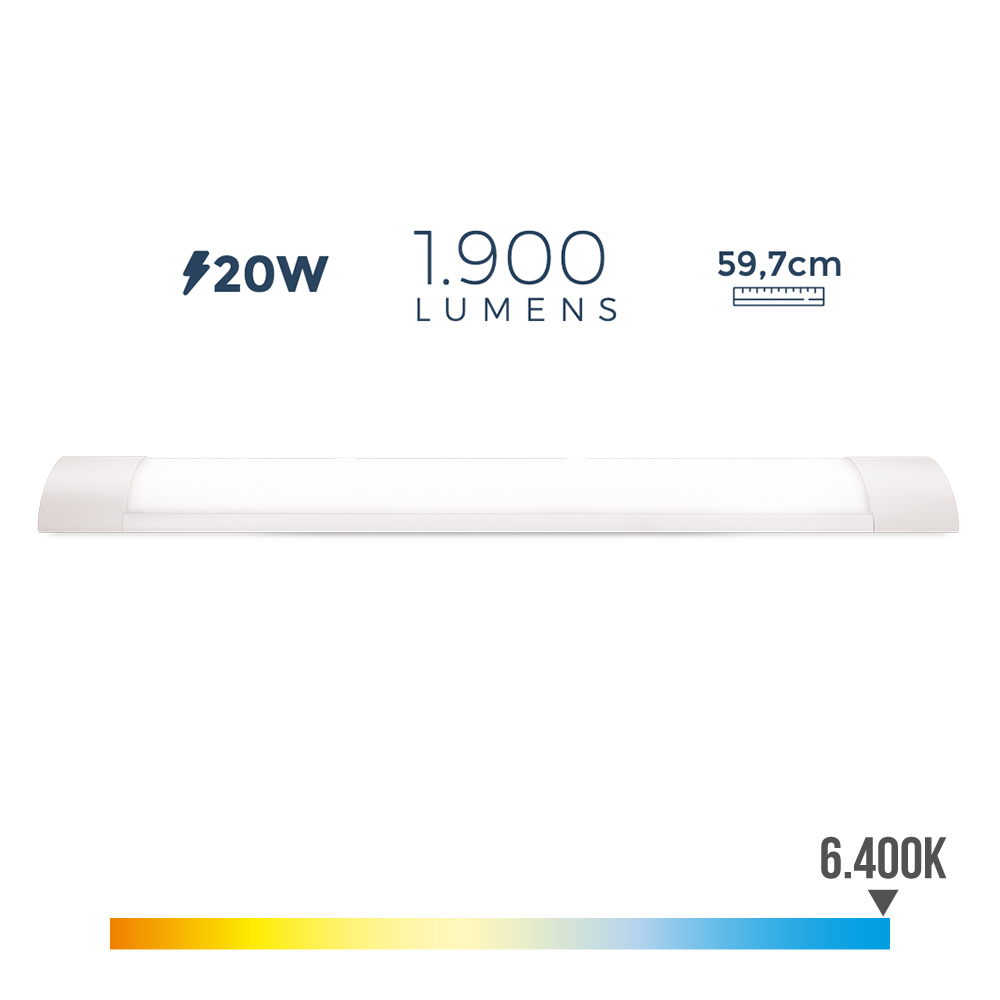 Armadura eletrónica led 20w 6400k luz fria 1900lm 8x59 7x3 1cm edm