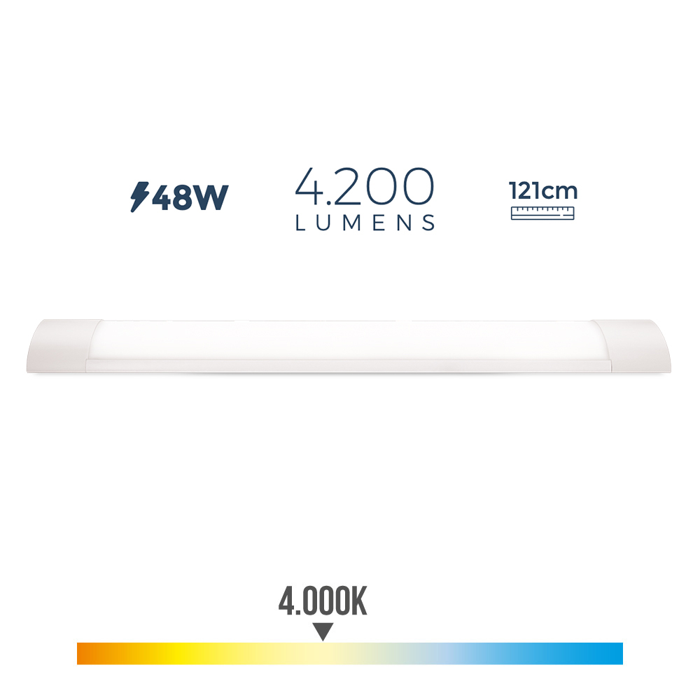 Armadura eletrónica led 48w 4000k luz dia 4200lm 12x121x3 1cm edm