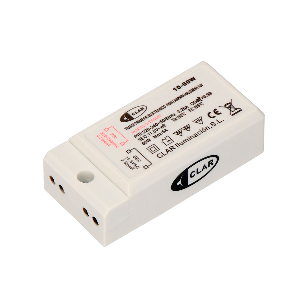 Transformador eletrónico para lâmpada halogéneo 12v 10/60w
