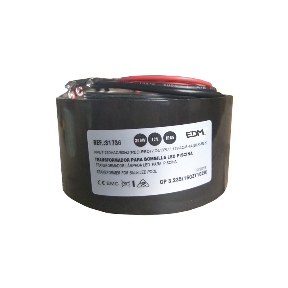 Transformador 300w ac12v ip65 para lâmpada led de piscina edm