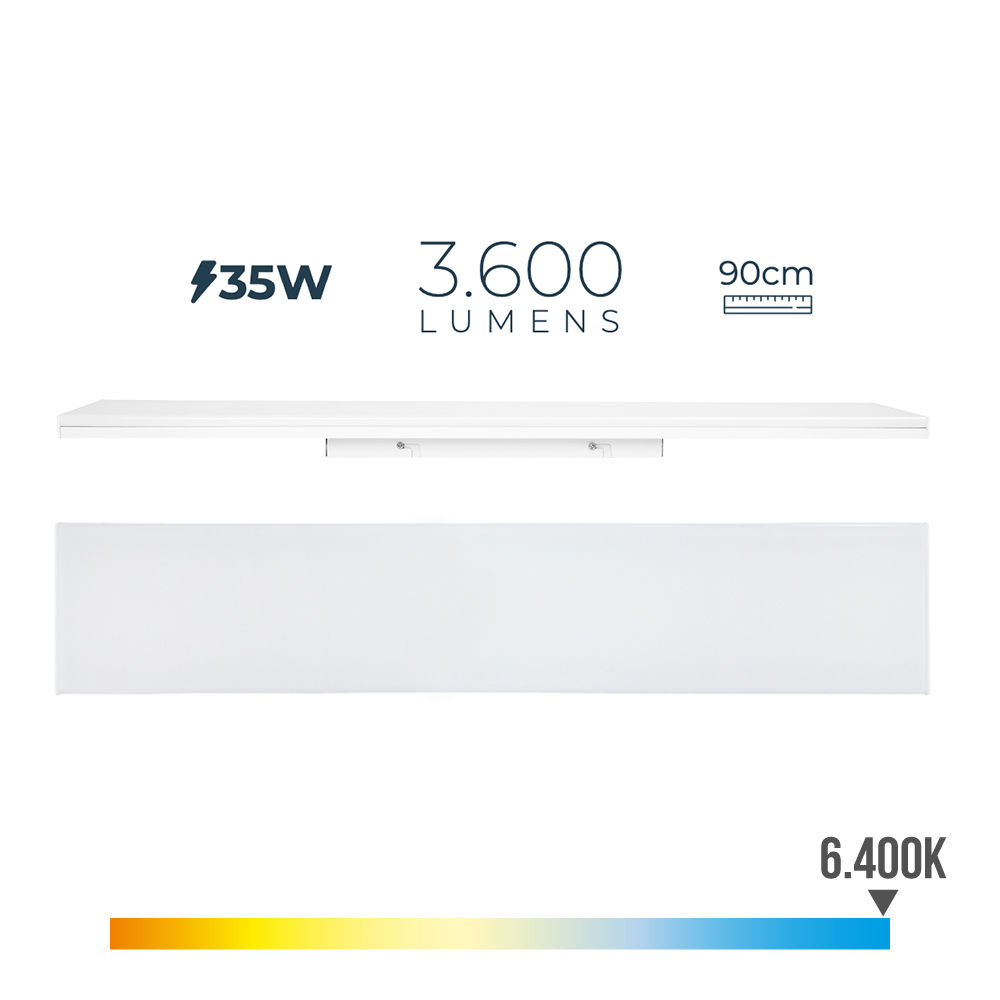 Armadura led 35w 6400k luz fria 3600lm 12x90x4 5cm edm