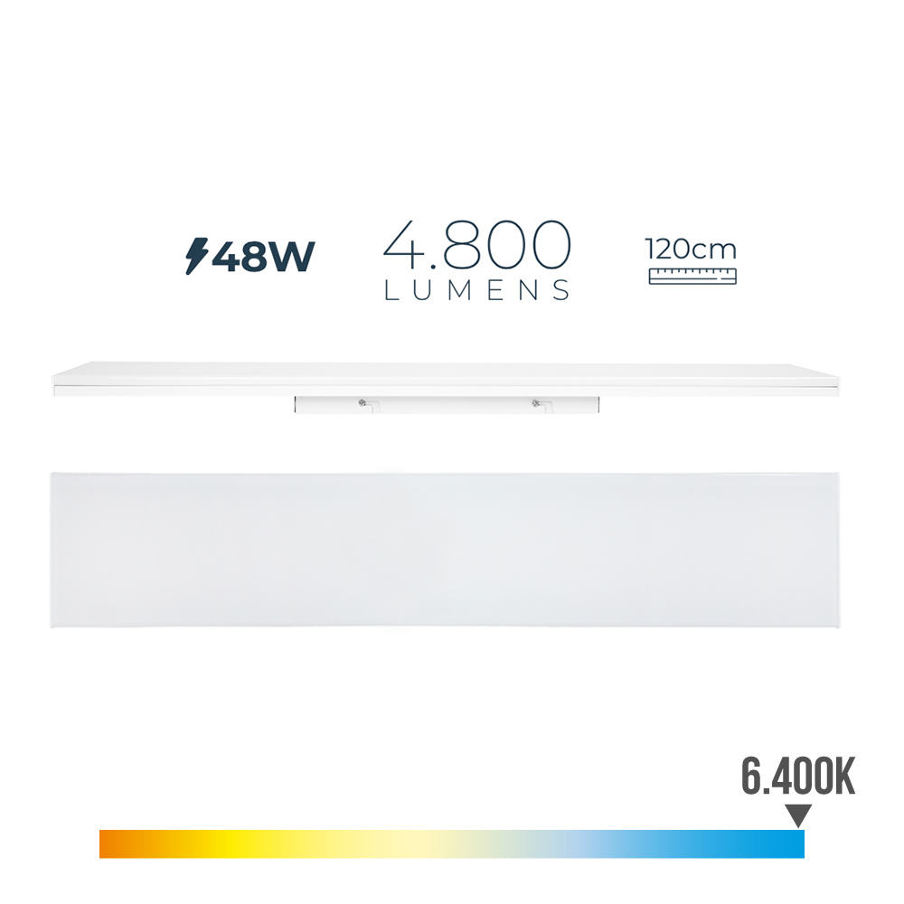 Armadura led 48w 6400k luz fria 4800lm 12x120x4 5cm edm