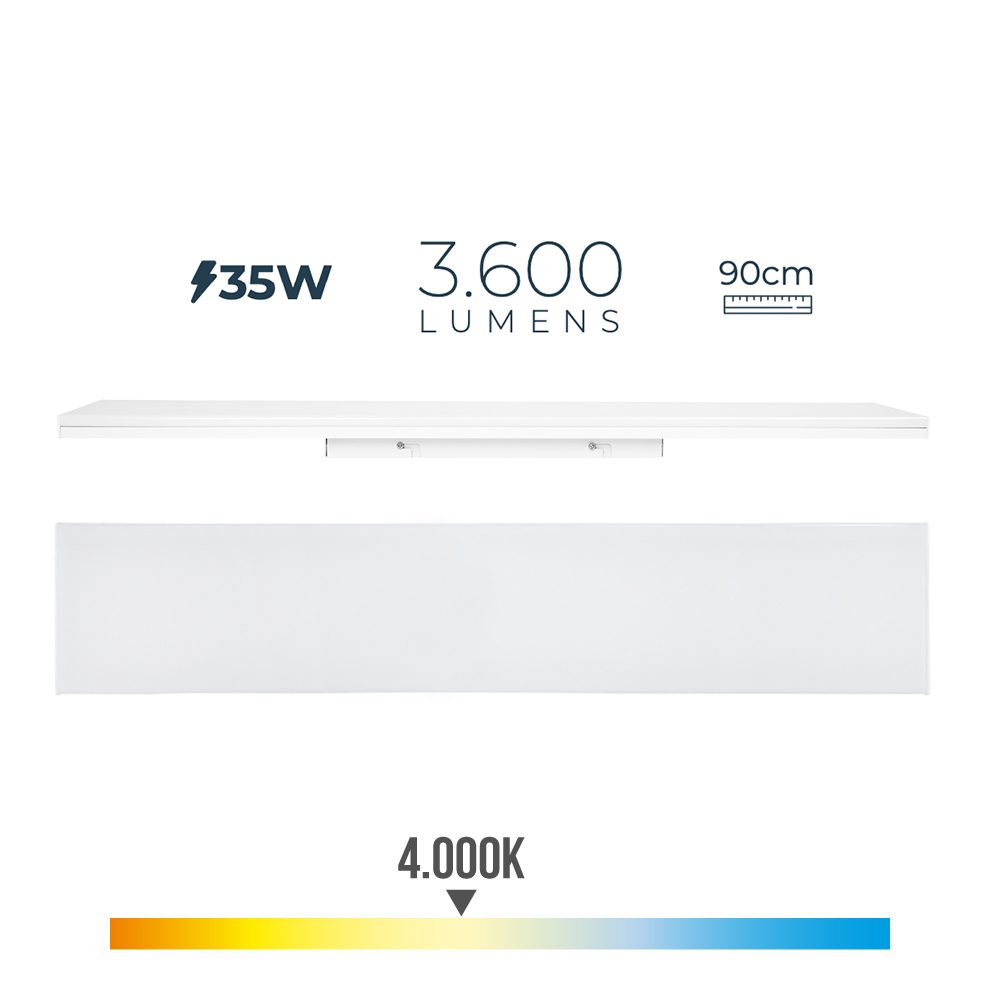 Armadura led 35w 4000k luz dia 3600lm 12x90x4 5cm edm