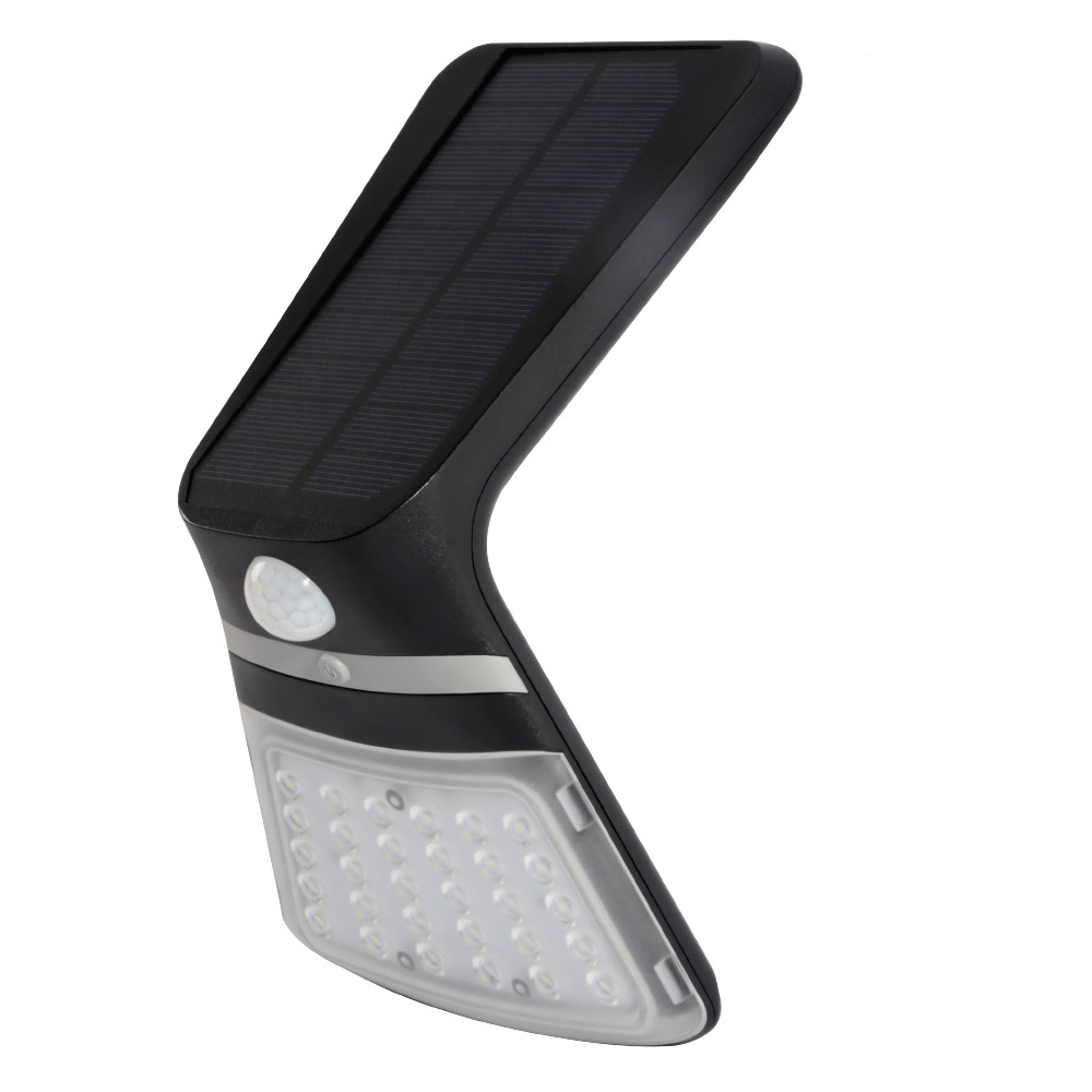 Candeeiro de parede solar 3 5w 430lm sensor de presença recarregável (2-8m) cor preto 10 5x13cm edm