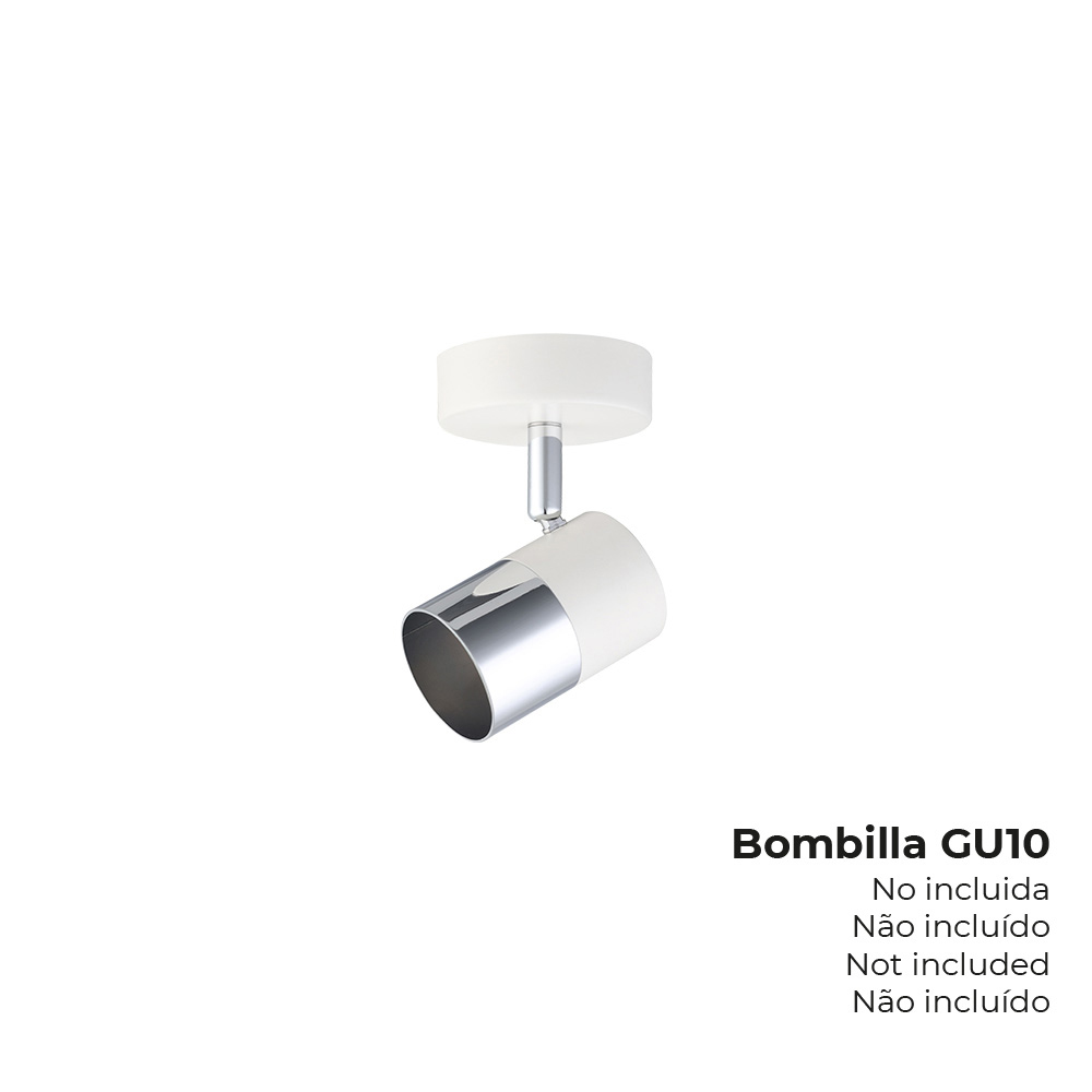 Foco halogéneo 1 lâmpada cor cromado+branco osso gu-10 modelo moon edm