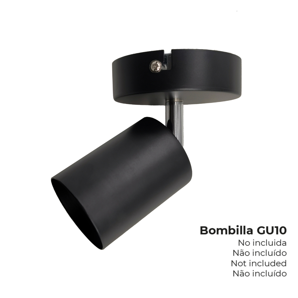 Foco preto 1 elemento gu10 edm