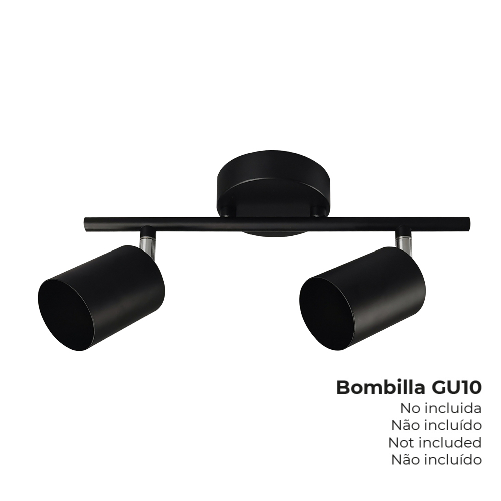 Armadura 2 elementos gu-10 preta edm