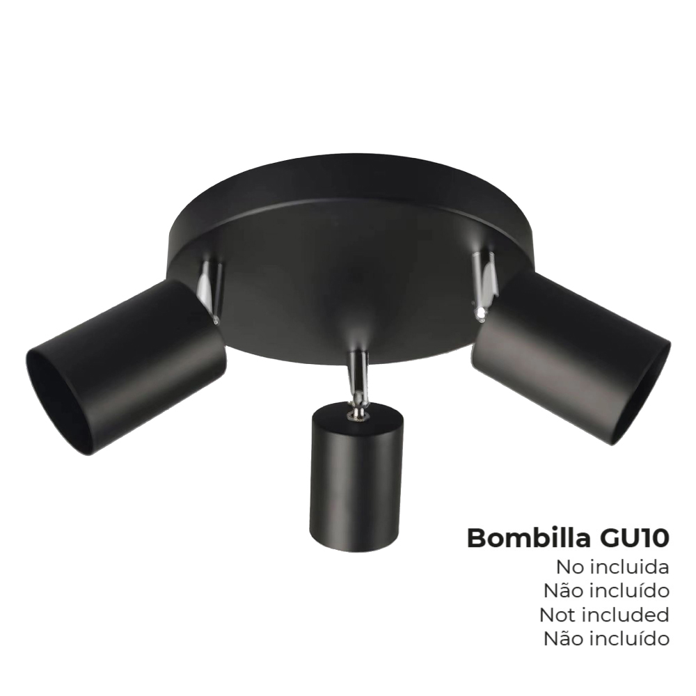 Aplique 2 elementos gu10 preto edm