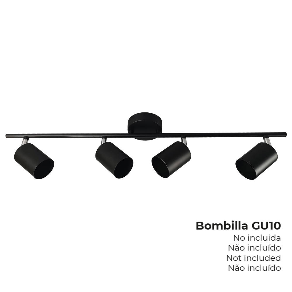Armadura 4 elementos gu10 preto edm