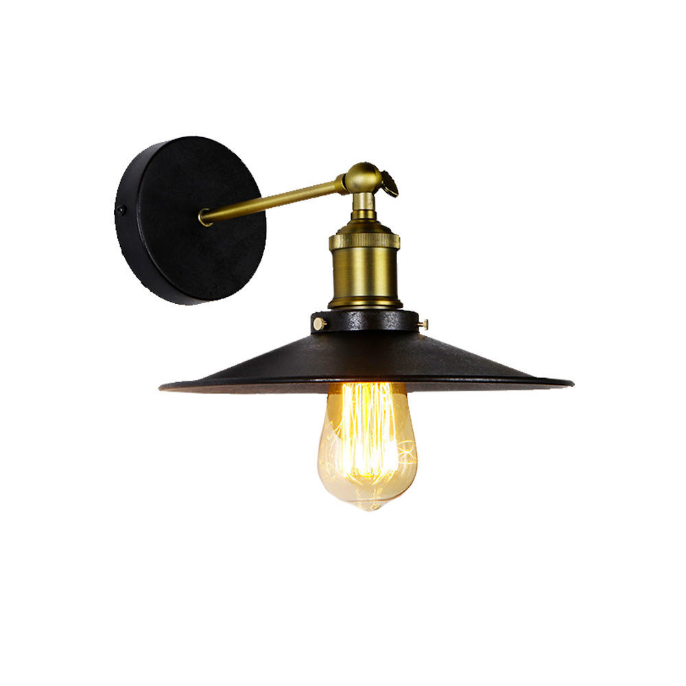 Aplique de parede metálica vintage e27 60w cor preta ø28x24 5x26cm edm