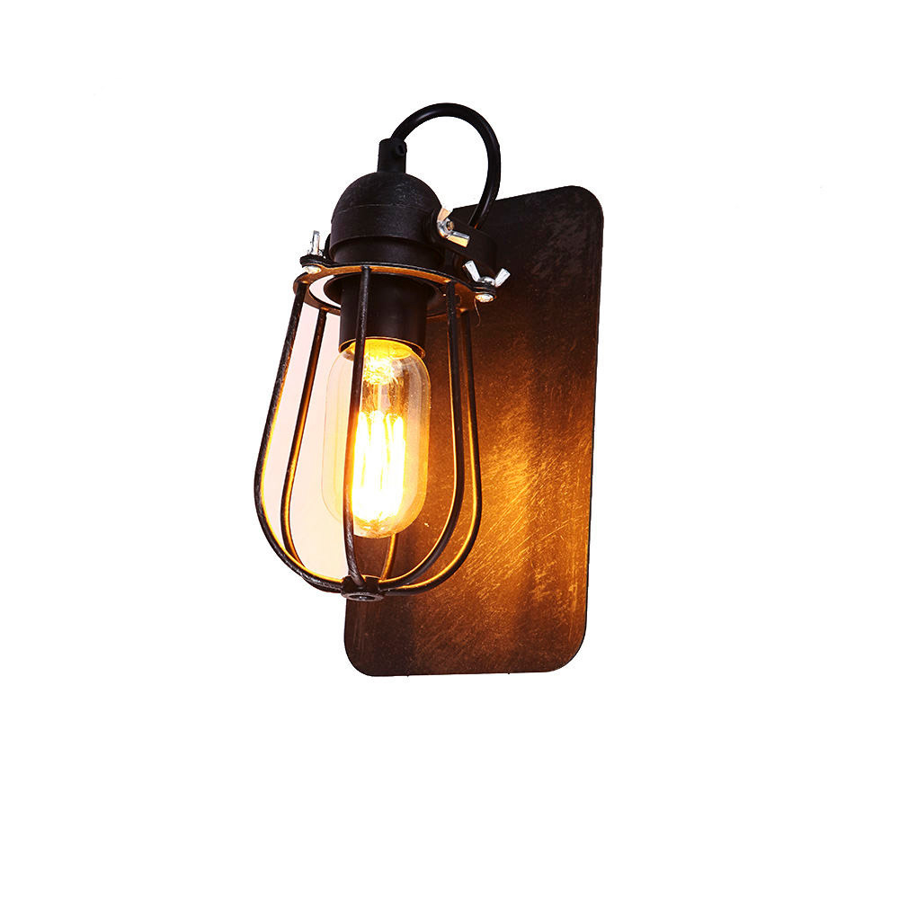Aplique de pared metalico vintage e27 60w color negro 15x22cmedm