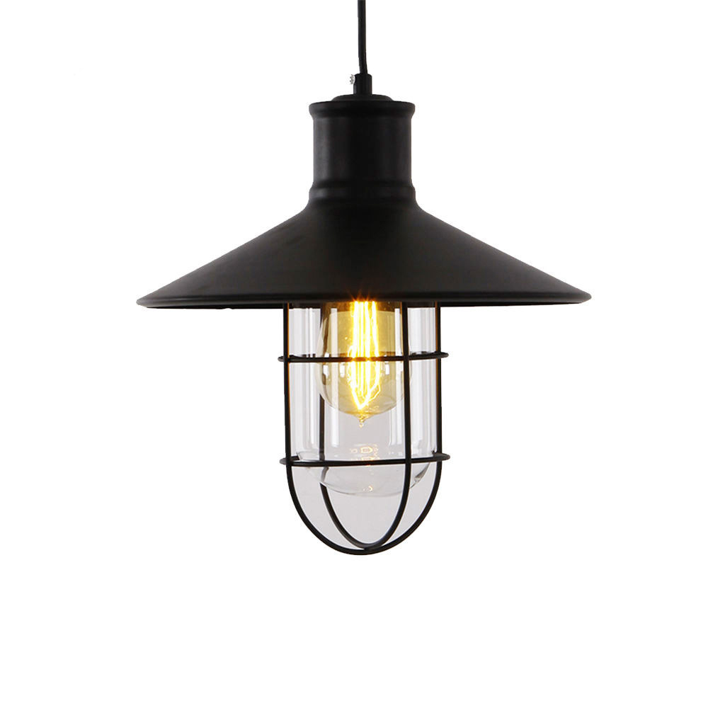 Candeeiro de teto metálica vintage e27 60w cor preta ø27x28cm edm
