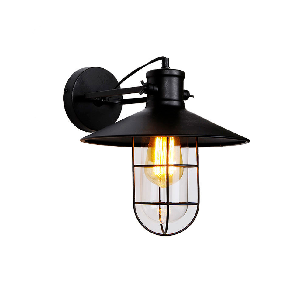 Aplique de parede metálica vintage e27 60w cor preta ø32x37x27 5cm edm