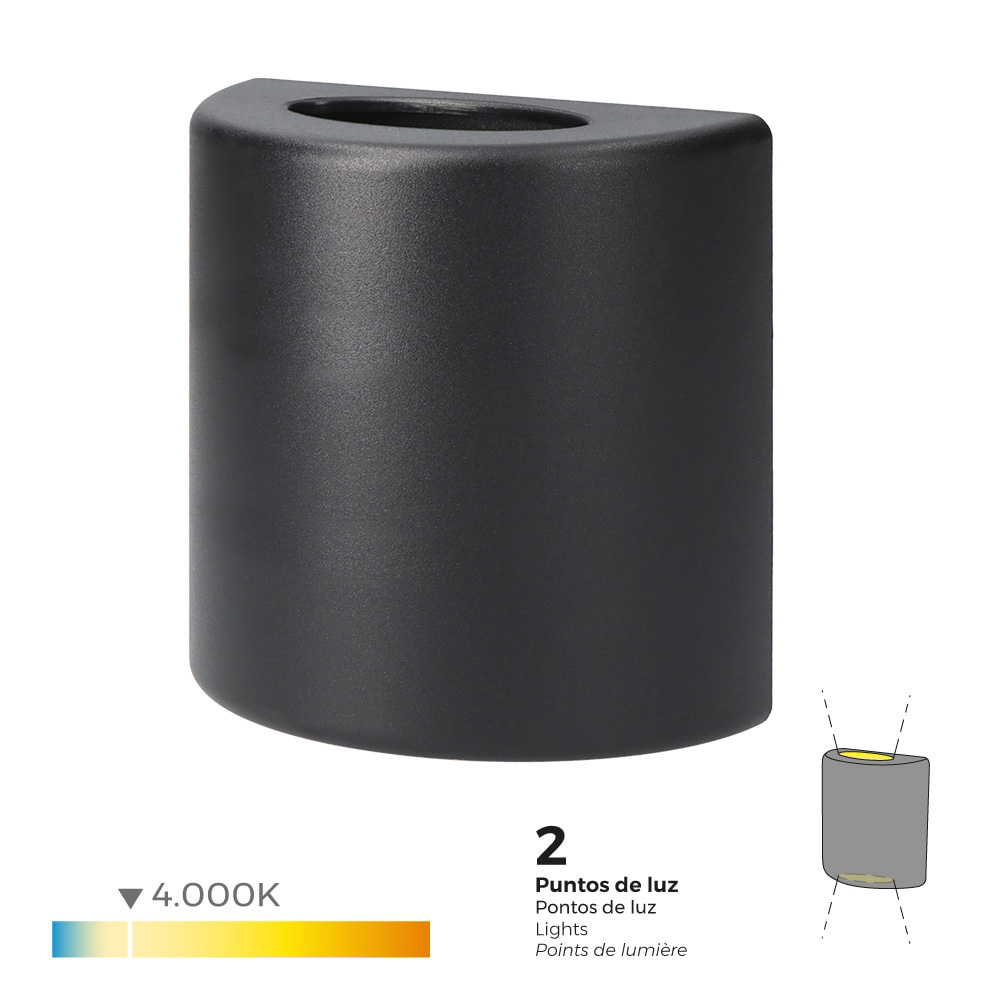 Candeeiro de parede led 3w 60lm 4000k luz dia ip65 12x12x6cm oval edm